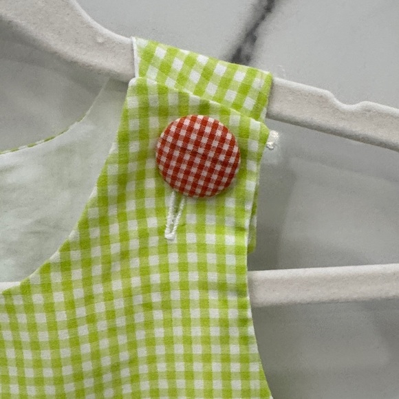 Green Gingham Toddler Dress with Orange Pumpkin Fall Patch - Picture 4 of 6